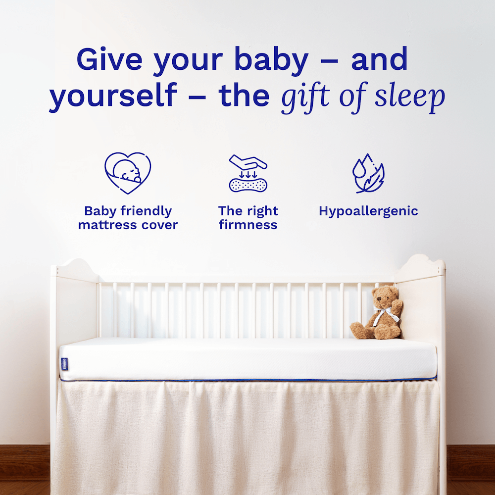 Sonno baby mattress with benefits like baby-friendly cover, firmness, and hypoallergenic materials for safe sleep.