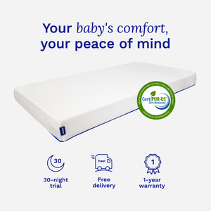 Sonno baby mattress offering 30-night trial, free delivery, and 1-year warranty for crib and cot in Malaysia.