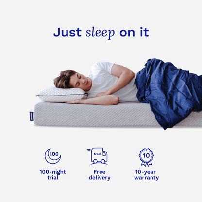 Sonno Lite mattress with 100-night trial, free delivery, and 10-year warranty for restful sleep.