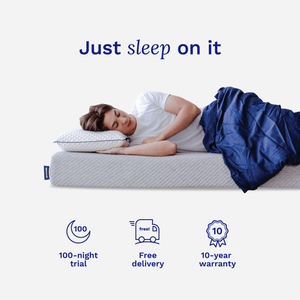 Sonno Lite mattress with 100-night trial, free delivery, and 10-year warranty for restful sleep.