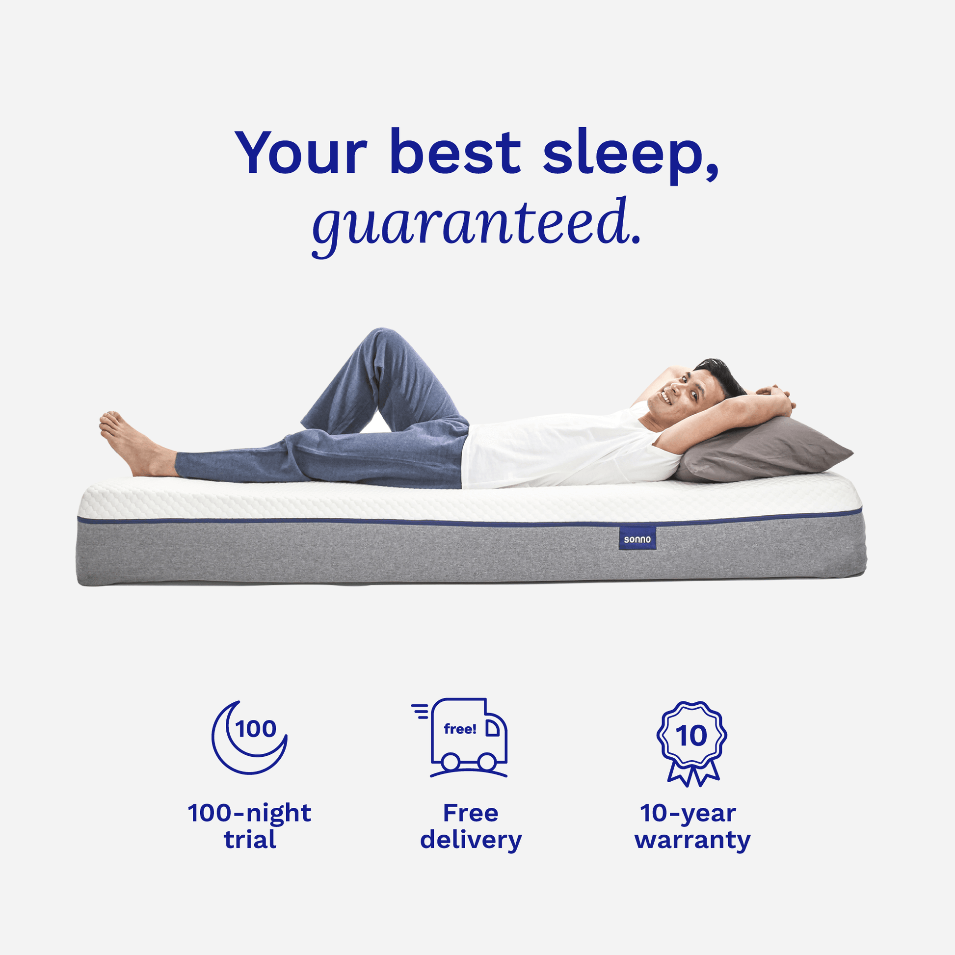 Relaxing on Sonno Original Mattress - 100 Nights Trial, Free Delivery, and 10-Year Warranty